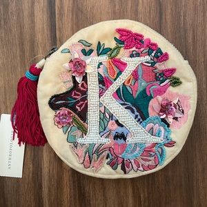 Anthropologie monogram “K” pouch
